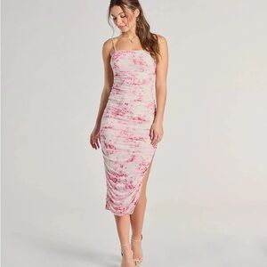 Windsor Blossom Style Mesh Floral Midi Dress